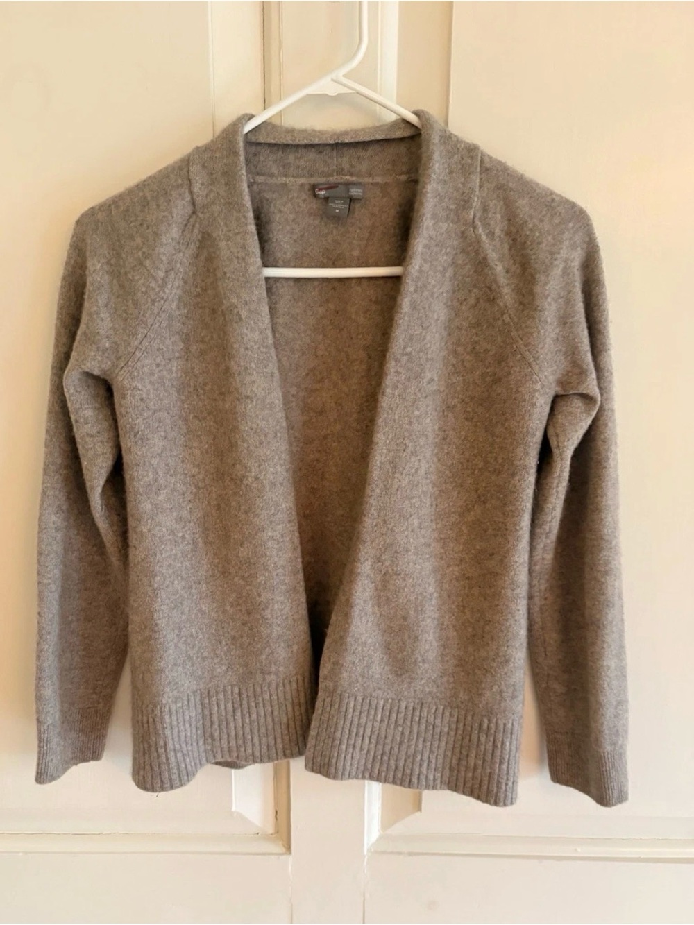 100% Cashmere Open Front Cardigan Sweater - Beige/Oatmeal color -Size M